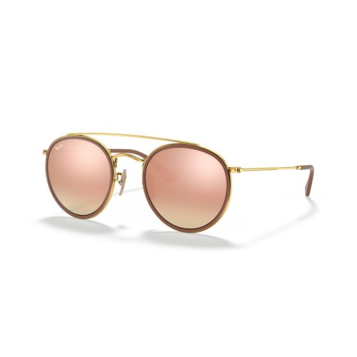 Ray-Ban Round Double Bridge RB3647N - Rond Goud Spiegel glazen