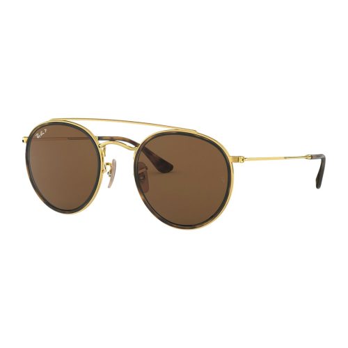 Ray-Ban Round Double Bridge RB3647N - Rond Goud Polarized glazen